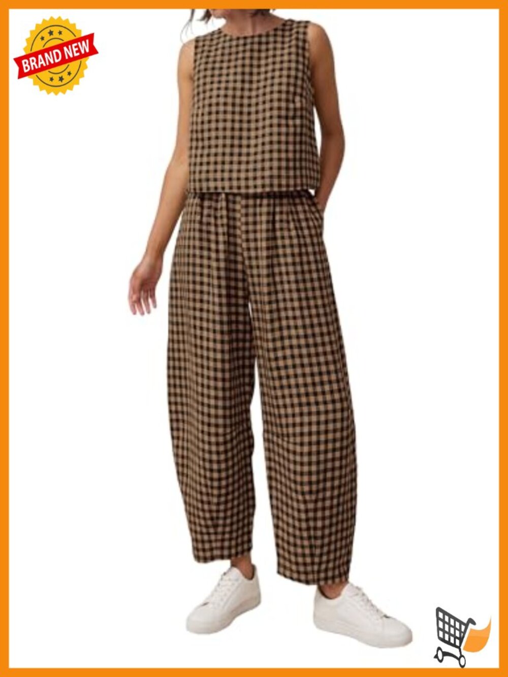 Plaid 2 Piece Matching Set Cotton Lounge Vacation